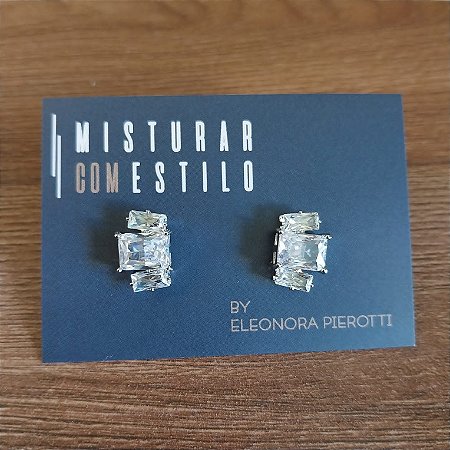 Brinco Marcela - Cristal - Ródio