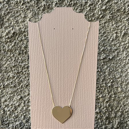 Colar Coração Chapa - G - Dourado