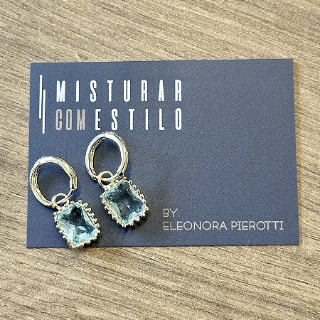 Argola Betina Pedra Retangular - Áqua