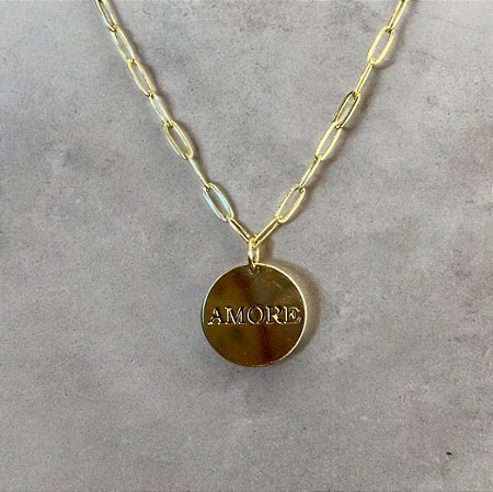 Colar Com Medalha Amore