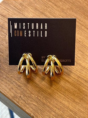 Argola Tripla Coração - Dourado