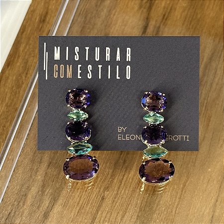 Brinco Eleonora - Lavanda com Paraíba Verde