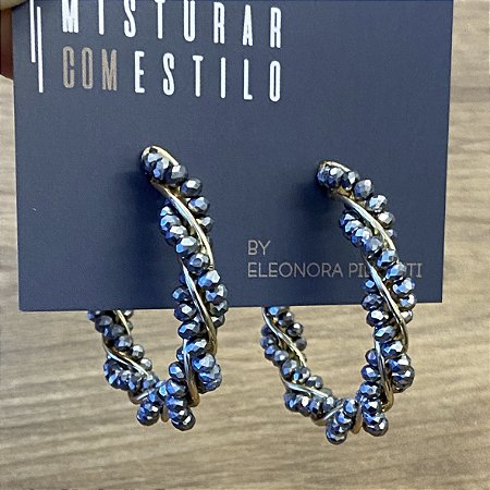Argola Trançada com Cristais Prateados