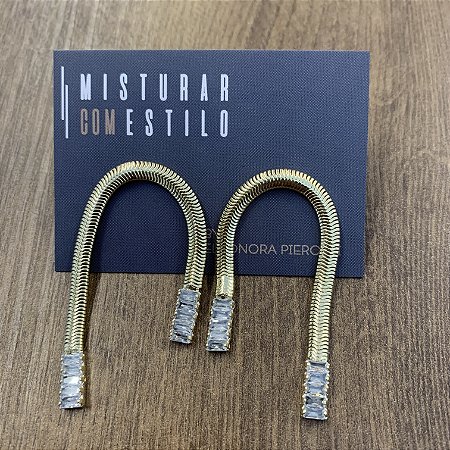 Brinco Malha Com Zircônia - Dourado