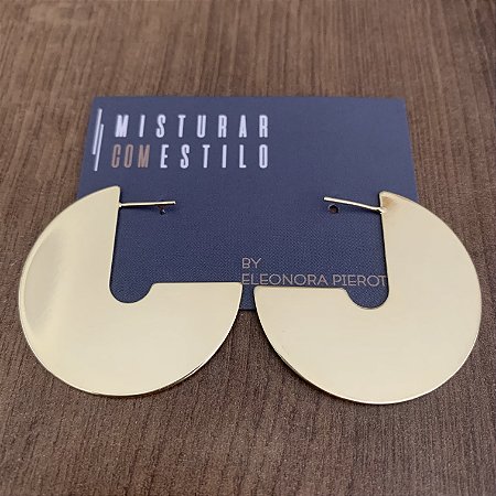 Brinco Meia Argola Chapa - Dourado