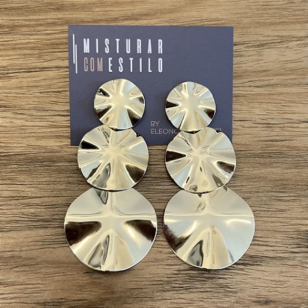 Brinco Chapa Triplo - Dourado