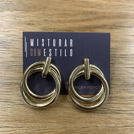 Argola Reta Dupla - Dourada