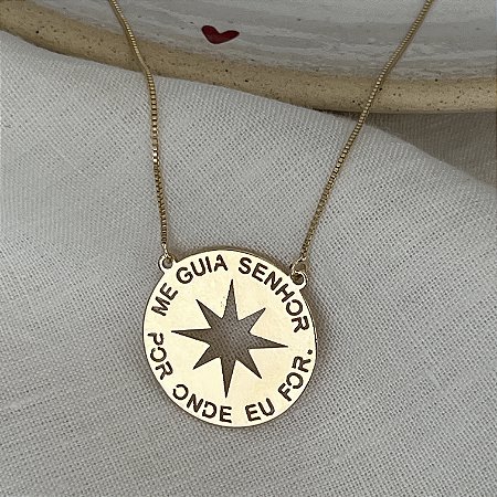 Colar Medalha Me Guia Senhor - Dourado