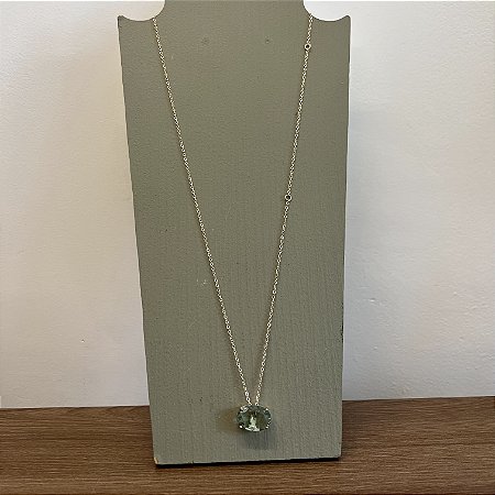 Colar Oval Três Tamanhos - Verde Áqua