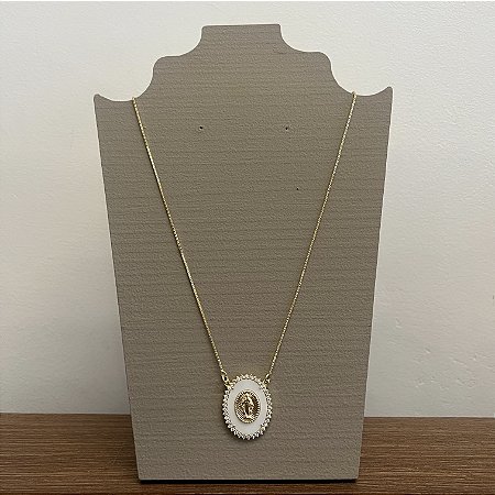 Colar N. S. Das Graças Esmaltado - Branco