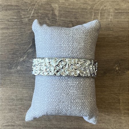 Bracelete Fino Martelado - Ródio