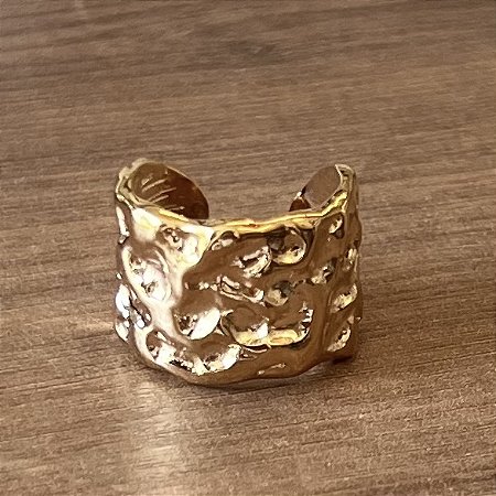 Anel Ajustável Martelado - Dourado