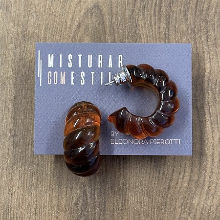 Argola Trançada De Resina - Tartaruga
