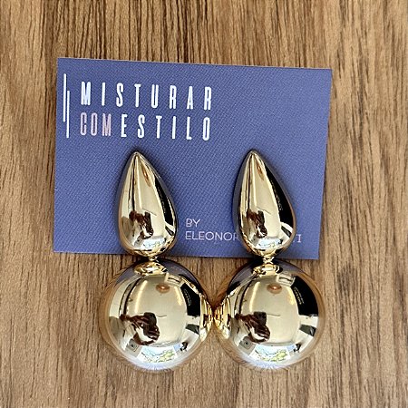 Brinco Gota Com Bolão - Dourado