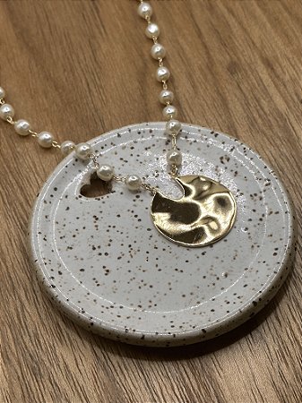 Colar Orgânico De Pérola - Redondo - Dourado