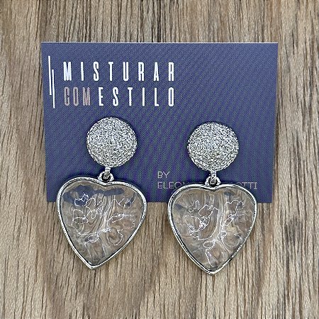 Brinco Frida Botão Coração - Cristal