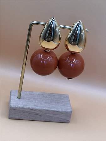 Brinco Gota Com Bolão - Terracota