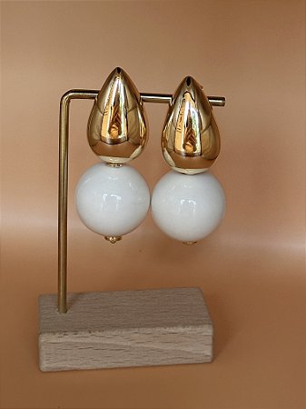 Brinco Gota Com Bolão - Branco