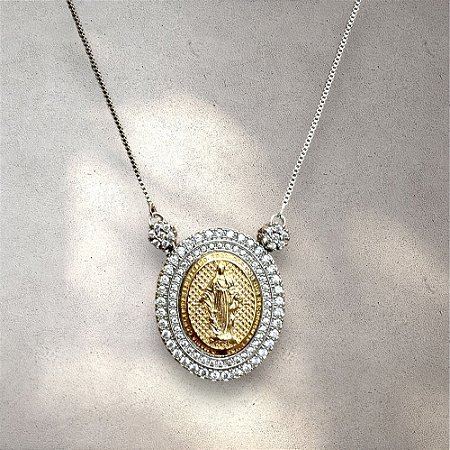 Colar N. S. Das Graças - Prateado - Dourado