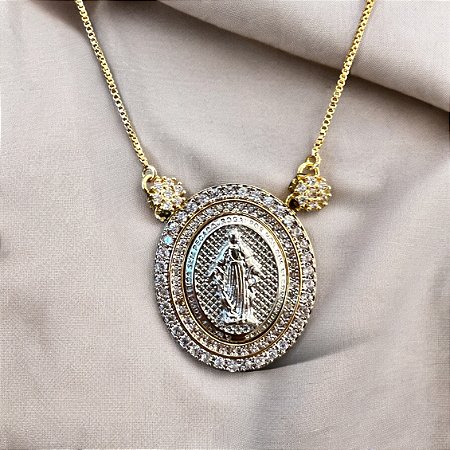 Colar N. S. Das Graças - Dourado - Prateado