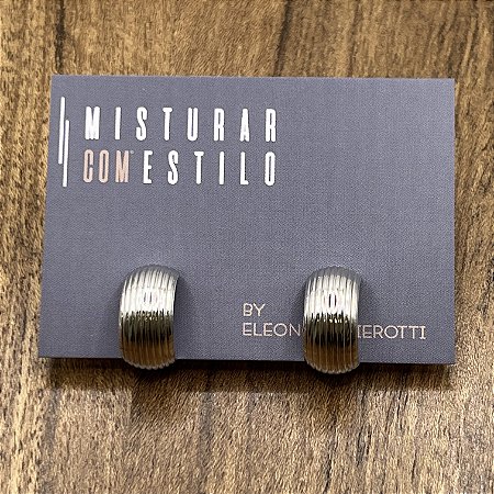 Mini Argola Listrada - Prateada