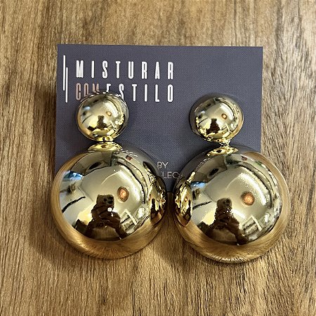 Brinco Bolão GG com Botão - Dourado