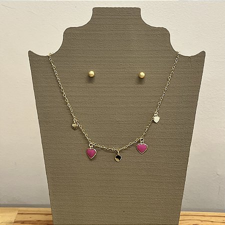 Colar de Coração Rosa - Infantil