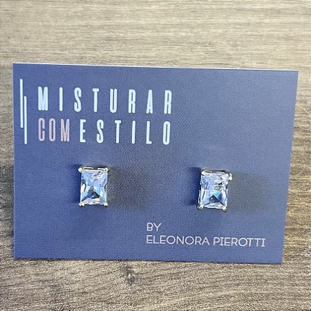 Brinco Retangular - PP - Cristal