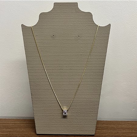 Colar Pedra Retangular - PP - Cristal