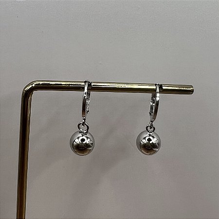 Mini Argola Com Esfera - Ródio