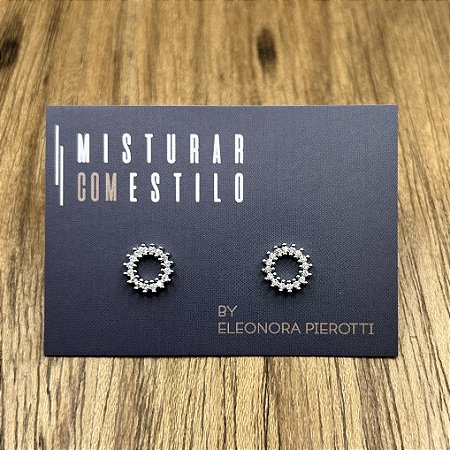 Mini Argola Reta De Zircônia - Ródio