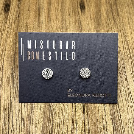 Brinco Sofia Disco Com Zircônias - M - Ródio