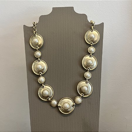 Colar Lumière Botão Duplo - Dourado Fosco