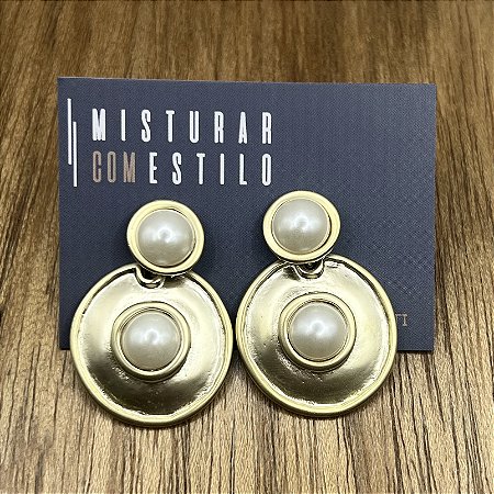 Brinco Lumière Botão Duplo - Dourado Fosco