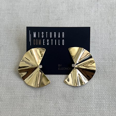 Brinco Leque Lumière com Zircônia - Dourado