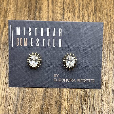 Brinco Cristal Sol - Dourado