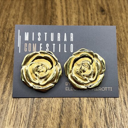 Brinco Flor Rosa Dourada - G