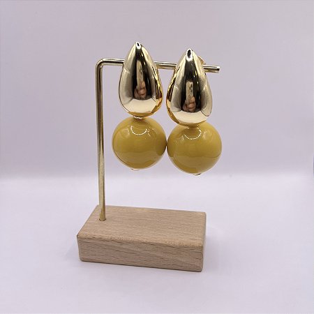 Brinco Gota Com Bolão - Mostarda