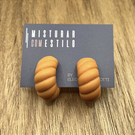 Argola Trançada De Resina - Laranja - Fosco