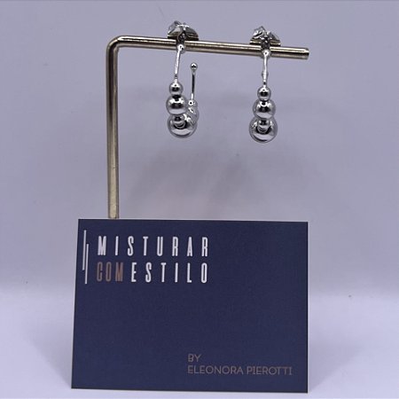 Argola Esferas Dupla - Ródio