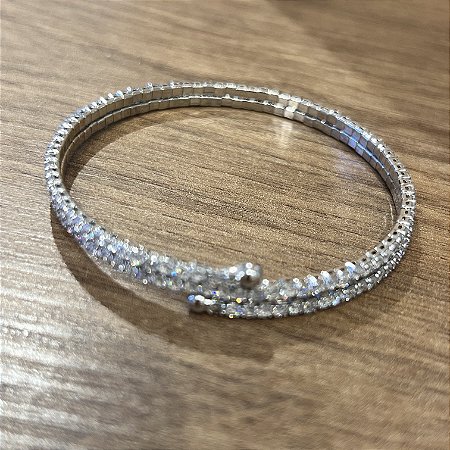 Bracelete Duplo Fantasy Strass - Ródio
