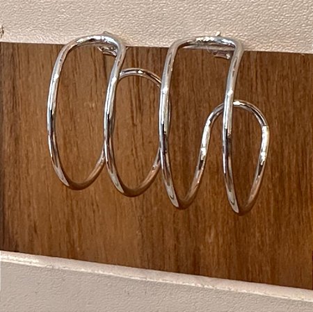 Argola Linha Dupla - M - Ródio
