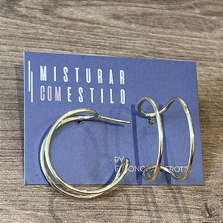 Argola Linha Dupla - M - Dourado