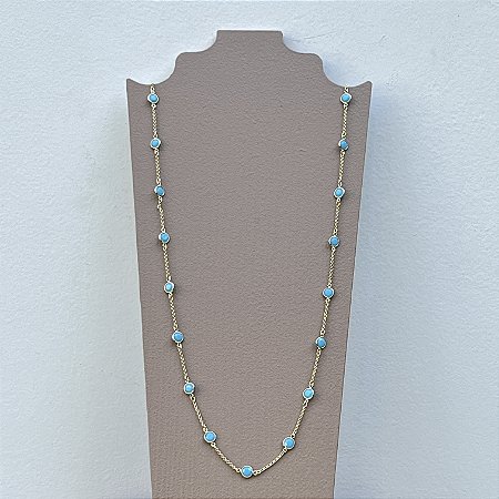 Colar Cora Discos - Turquesa - Longo