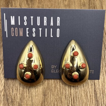 Brinco Gota Cora - Coral