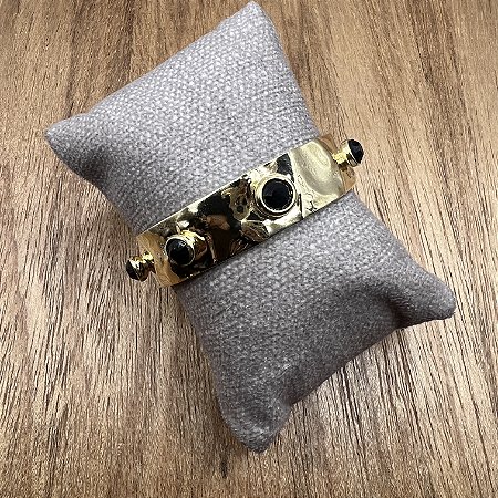 Bracelete Cora Martelado - Negro