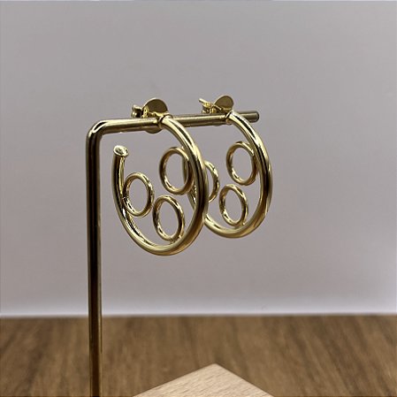 Argola Com Círculos - Dourado
