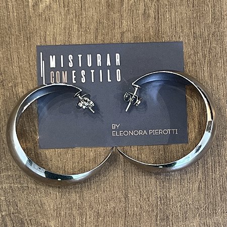 Argola Meia Lua - G - Ródio