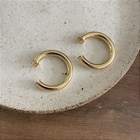 Argola Lisa Dourada Grossa - G