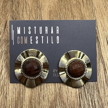 Brinco Cora Redondo - Olho De Tigre